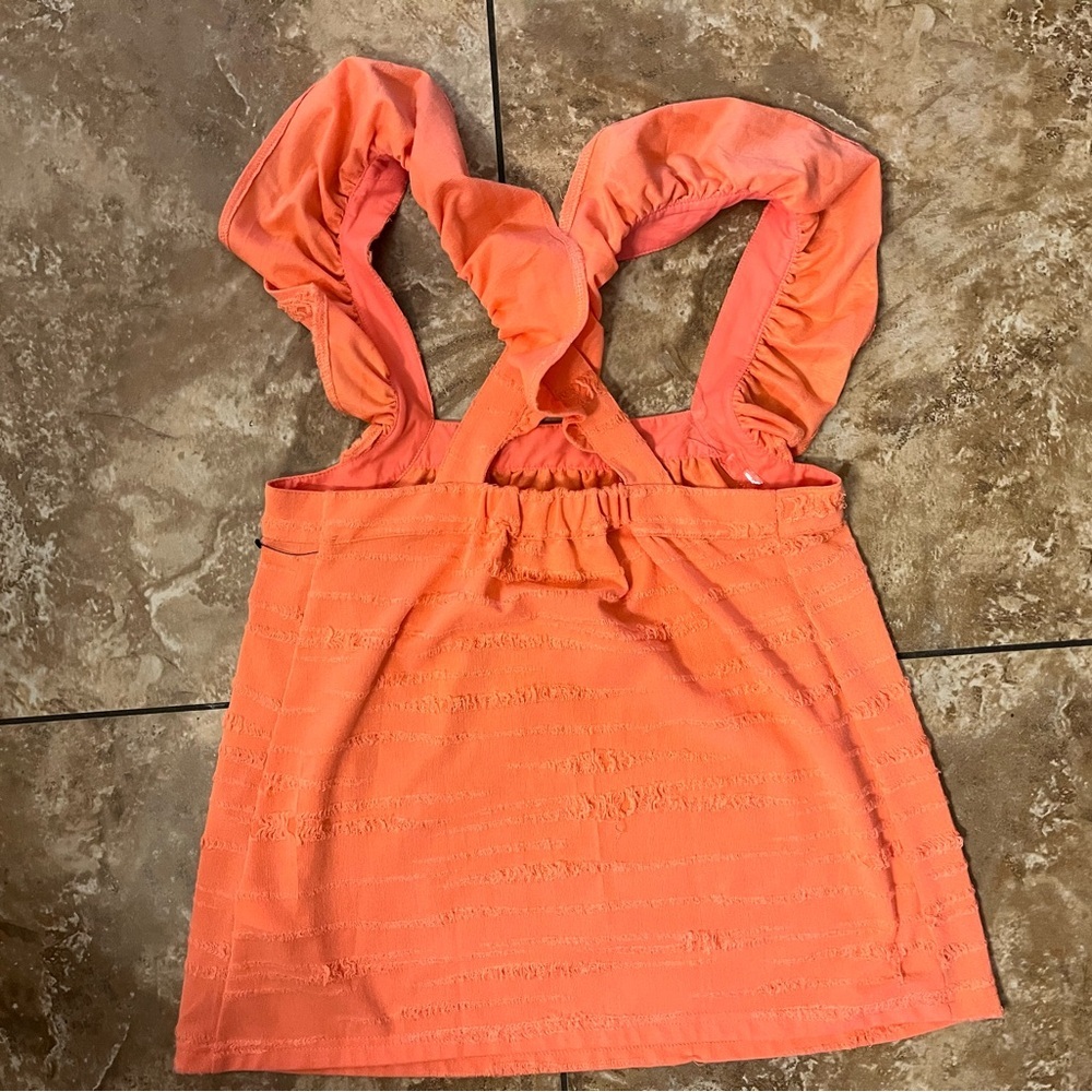 BLACK TAPE RUFFLE STRAP TOP CORAL ROSE SIZE XS NWT - Picture 5 of 10